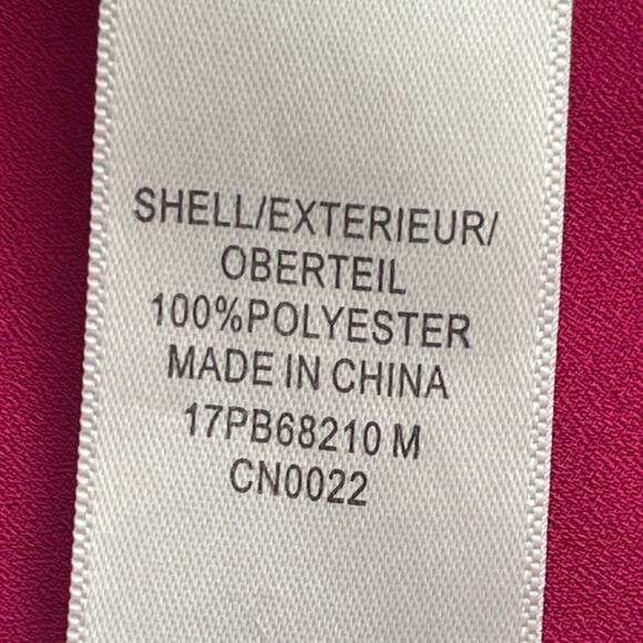 Pink Adrianna Papell Blouse Size Small V Neck Long Sleeve Roll Tab Black Snap - Picture 3 of 7